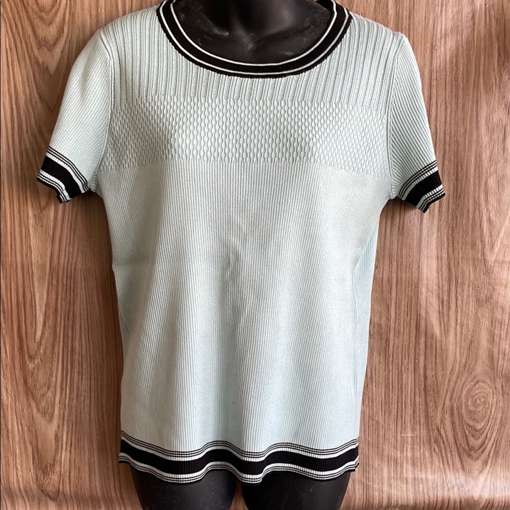 New Karl Lagerfeld size L womens top blouse faux stretch textured